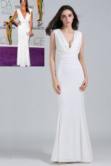 angela bellotte sleeveless plunging white evening formal dress cfda 2011