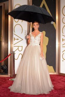 giuliana rancic blush lace tulle pageant prom ball gown oscars 2014 red carpet