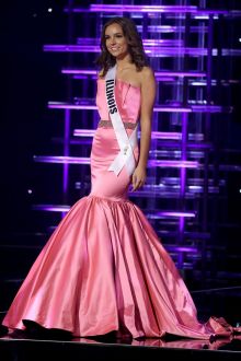 olivia pura gorgeous pink satin trumpet pageant dress miss teen usa 2016
